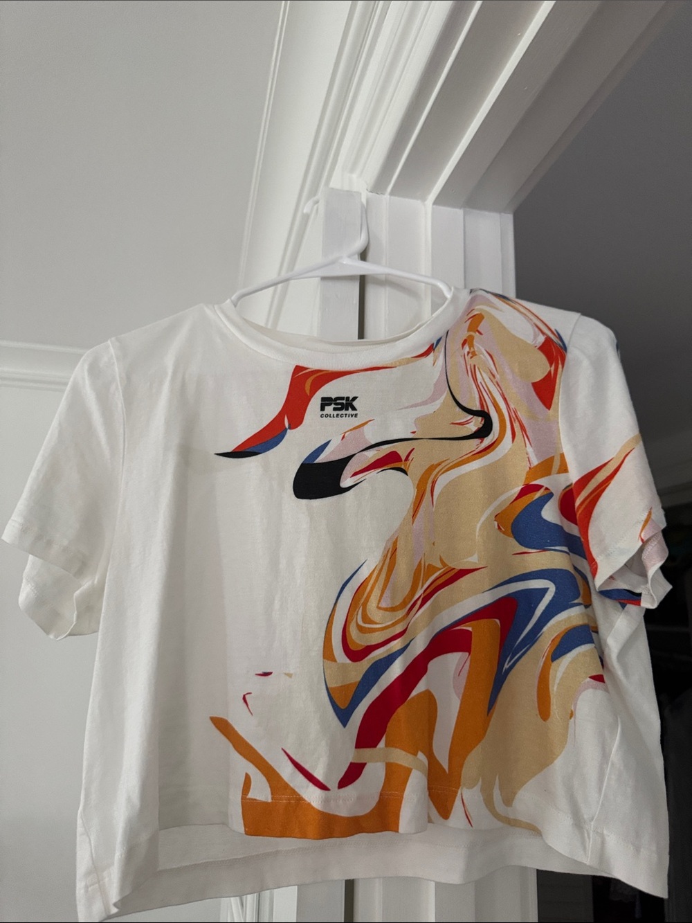 PSK Collective White Graphic Crop Tee